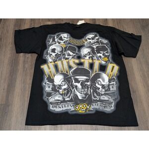 Black Skulls "HUSTLA THUG LIFE HUSTLIN EVERY‎ DAY"Graphic T-Shirt Size XL Black